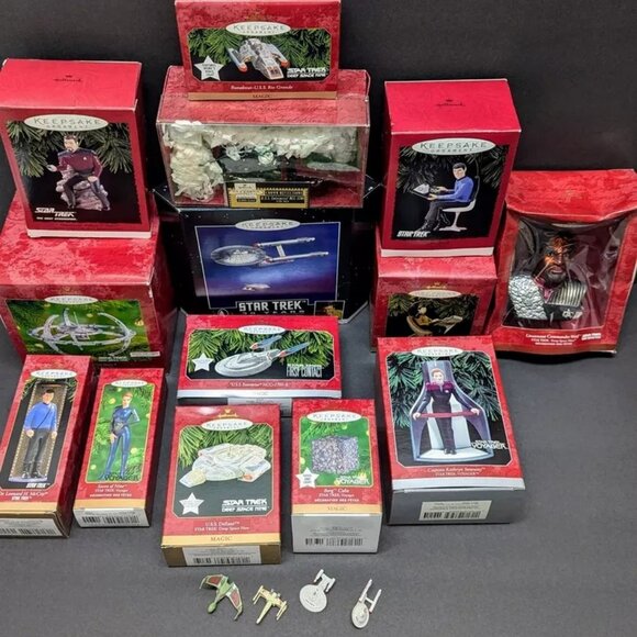 STAR TREK Hallmark Keepsake Ornaments Lot 19 Spock Borg Data Riker Janeway Rio - Picture 4 of 6